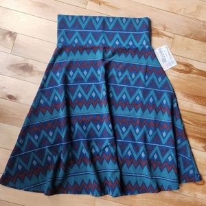 Green and blue Lularoe Aztec Azure skirt